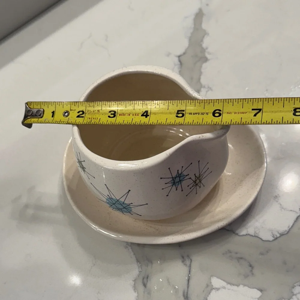 Mid-Century Modern Cream and Blue Starburst Creamer Set - Picture 6 of 7